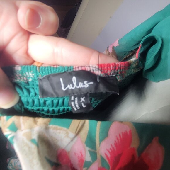 Lulus Midnight Mood Teal Green Floral Print Tiered Maxi Dress Size XL - Picture 7 of 9